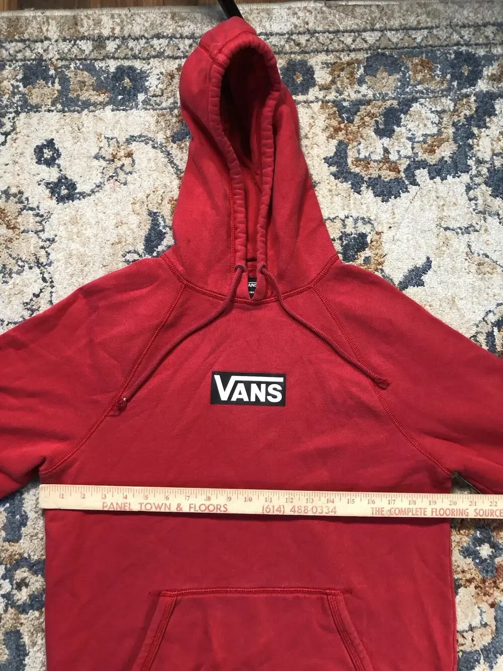 Vans Versa Hoodie Sweatshirt Mens Medium Red Fleece Pullover Kangaroo Logo